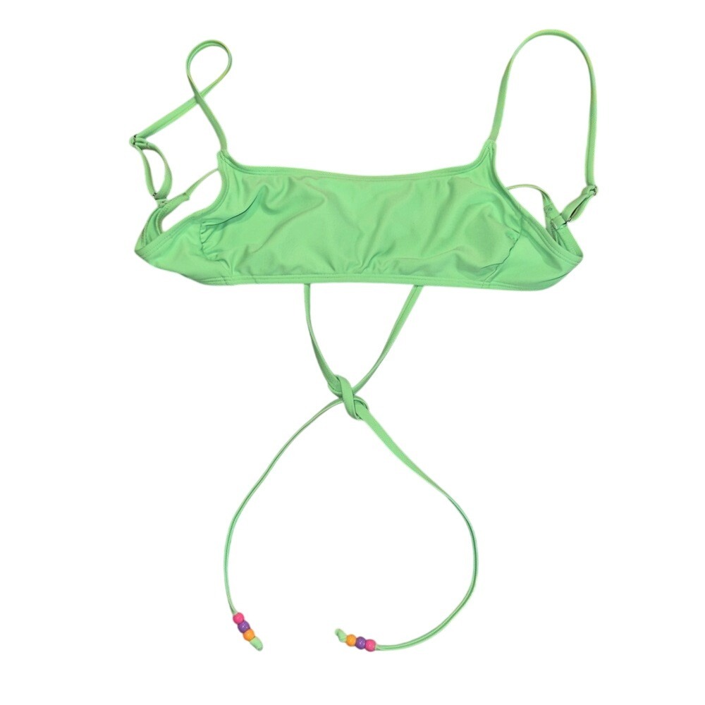 Wild‎ Fable Light Green Beaded Tie Back Bikini Top Women Size Small Square Neck